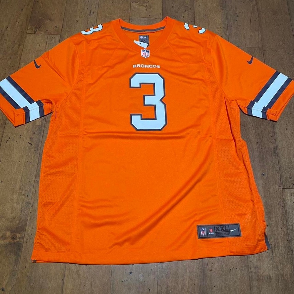 Nike Fanatics‎ orange Denver Broncos Russell Wilson jersey Size XXL